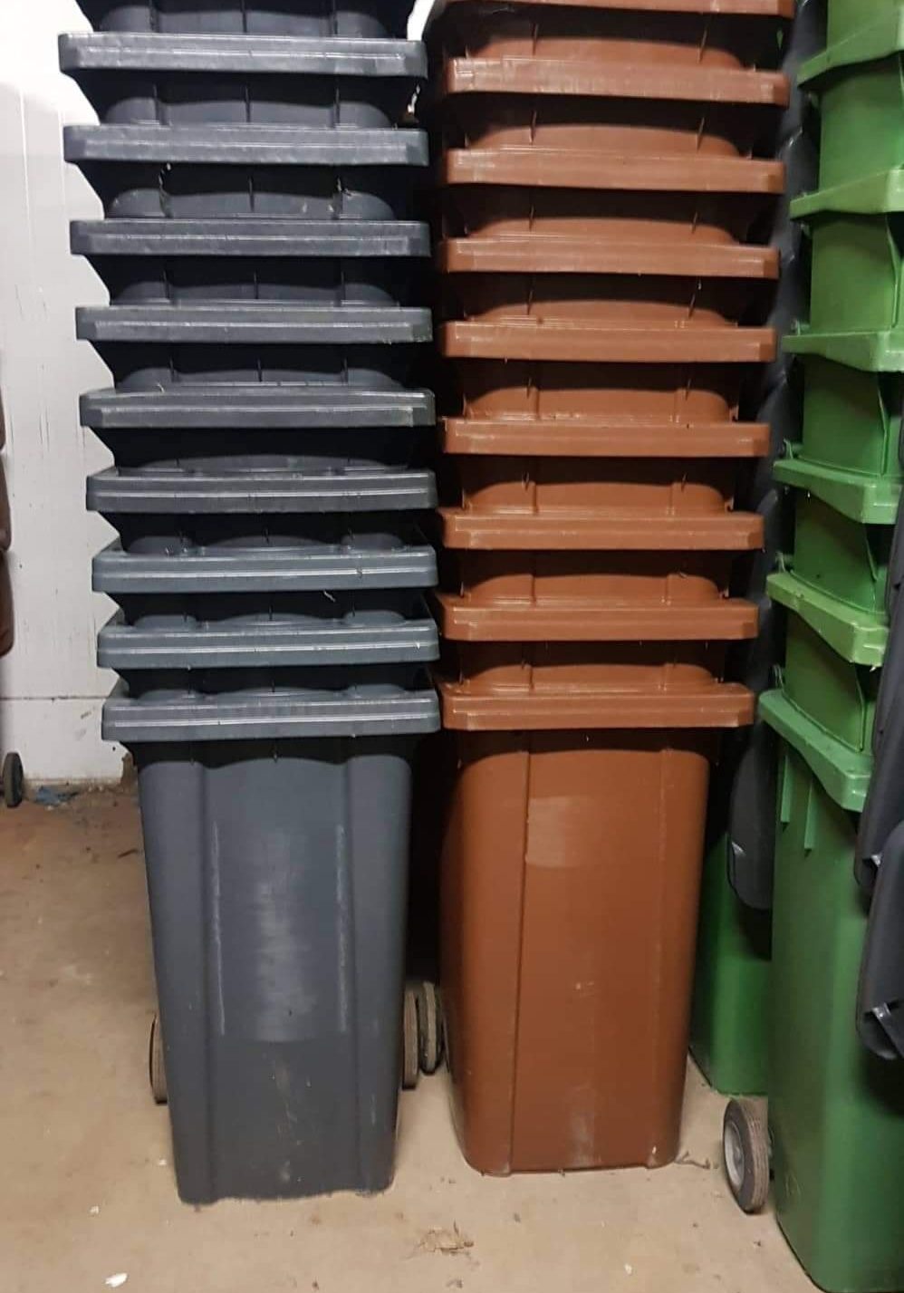 165084255_517940679601037_1485528698919047281_n Stacked brown, black and green wheelie bins